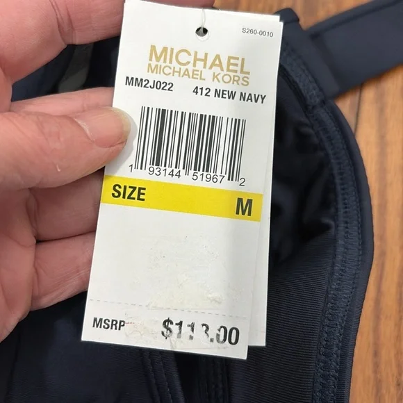 Michael Kors Solids Underwire Baby Doll Tankini Bikini Top Navy medium NWT‎ - Picture 6 of 7